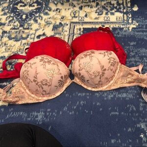 Victoria Secret Lace Bra Set - Red and Pink